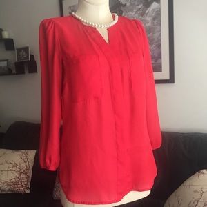 H&M Red Shirt 3/4 Sleeves Size 2. Good Cond